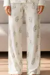 Kadın Desenli Basic Kış Çağla Yeşili Pijama Takımı - Görsel 4