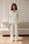 Kadın Desenli Basic Kış Çağla Yeşili Pijama Takımı - Görsel 5