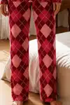 Kadın Relax Fit Düğme Kırmızı Pijama Takımı - Görsel 4