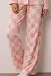 Kadın Düğmeli Kışlık Ev Pembe Pijama Takımı - Görsel 4