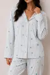 Kadın Düğmeli Kışlık Ev Mavi Pijama Takımı - Görsel 3