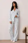 Kadın Düğmeli Kışlık Ev Mavi Pijama Takımı - Görsel 6