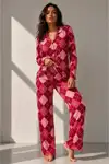 Kadın Uzun Kol Pamuklu Kırmızı Pijama Takımı - Görsel 6