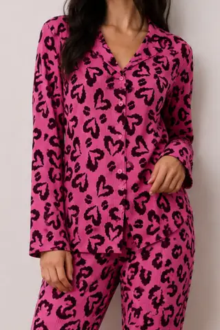 Kadın Düğmeli Kışlık Ev Lila Pijama Takımı - 3