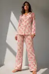 Kadın Uzun Kol Pamuklu Pembe Pijama Takımı - Görsel 1