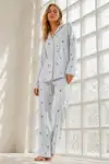 Kadın Regular Bürümcük Mavi Pijama Takımı - Görsel 1