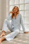 Kadın Regular Bürümcük Mavi Pijama Takımı - Görsel 2
