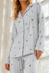 Kadın Regular Bürümcük Mavi Pijama Takımı - Görsel 3