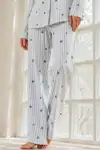 Kadın Regular Bürümcük Mavi Pijama Takımı - Görsel 4