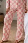 Kadın Örme Gömlek Yaka Pembe Pijama Takımı - Görsel 4