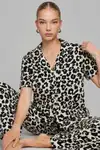 Kadın Kısa Kol Comfort Leopar Pijama Takımı 4737 Siyah - Görsel 2