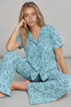 Kadın Kısa Kol Desenli Mint Yeşili Pijama Takımı 4740 - Görsel 3