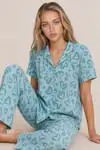 Kadın Kısa Kol Desenli Mint Yeşili Pijama Takımı 4740 - Görsel 4