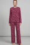 Kadın Çizgili Regular Fit Lila Pijama Takımı 4764 - Görsel 3