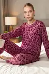 Kadın Çizgili Regular Fit Lila Pijama Takımı 4764 - Görsel 5
