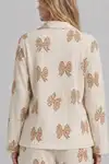 Kadın Desenli Uzun Kollu Krem Pijama Takımı 4762 - Görsel 5