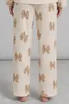 Kadın Desenli Uzun Kollu Krem Pijama Takımı 4762 - Görsel 6
