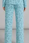 Kadın Desenli Uzun Kollu Mint Yeşili Pijama Takımı 4760 - Görsel 6