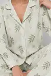 Kadın Uzun Kol Rahat Yeşil Pijama Takımı 4767 - Görsel 5