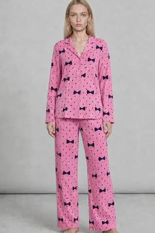 Kadın Uzun Kol Rahat Lila Pijama Takımı 4749 - 3