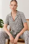 Kadın Kısa Kollu Rahat Gri Pijama Takımı 4731 - Görsel 1
