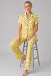 Sarı Puantiyeli Düğmeli Pijama Takımı 4642-Sarı - Görsel 2