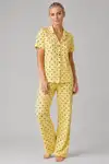 Sarı Puantiyeli Düğmeli Pijama Takımı 4642-Sarı - Görsel 3