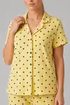Sarı Puantiyeli Düğmeli Pijama Takımı 4642-Sarı - Görsel 6