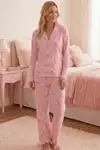 Baston Şeker Desenli Uzun Kollu Pijama Takımı 4601 -Pembe - Görsel 3