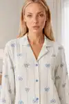 Kadın Desenli Relaxed Beyaz Pijama Takımı 4661 - Görsel 3