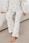 Kadın Desenli Relaxed Beyaz Pijama Takımı 4661 - Görsel 5