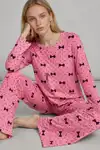 Kadın Desenli Nefes Alan Pembe Pijama Takımı 4694 - Görsel 2