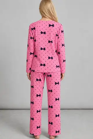 Kadın Desenli Nefes Alan Pembe Pijama Takımı 4694 - 3