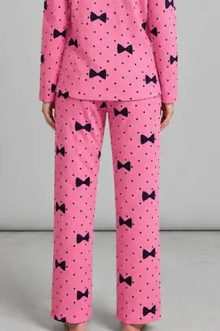 Kadın Desenli Nefes Alan Pembe Pijama Takımı 4694 - 5