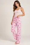 Kadın Çizgili Bluz Desenli Askılı Pembe Pijama Takımı - Görsel 2