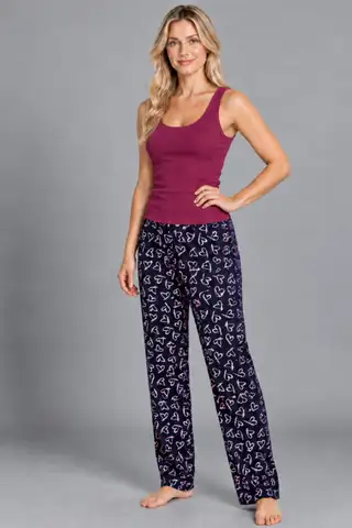 Kadın Çizgili Bluz Desenli Askılı Bordo Pijama Takımı - 1