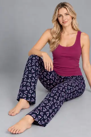 Kadın Çizgili Bluz Desenli Askılı Bordo Pijama Takımı - 3