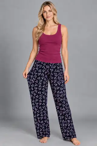 Kadın Çizgili Bluz Desenli Askılı Bordo Pijama Takımı - 4
