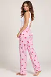 Kadın Çizgili Bluz Desenli Askılı Beyaz Pijama Takımı - Görsel 3
