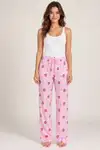 Kadın Çizgili Bluz Desenli Askılı Beyaz Pijama Takımı - Görsel 6