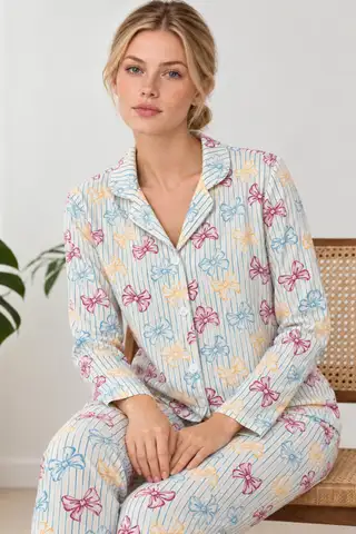 Kadın Kurdela Desenli Bol Renkli Pijama Takımı 4798 Çok Renkli - 5