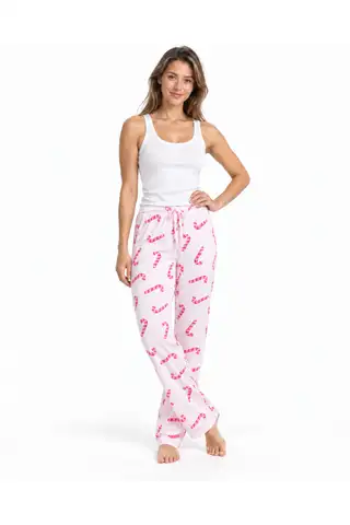 Kadın Çizgili Bluz Desenli Askılı Beyaz Pijama Takımı - 1