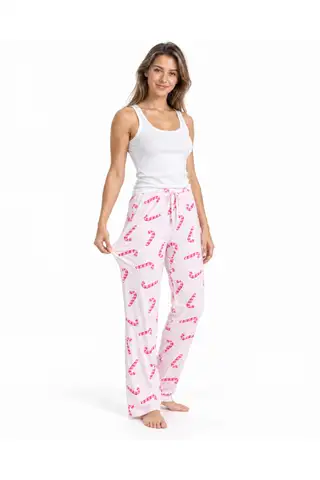 Kadın Çizgili Bluz Desenli Askılı Beyaz Pijama Takımı - 4
