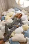 Kadın Desenli Düğmeli Uzun Kollu Leopar Pijama Takımı - Görsel 3