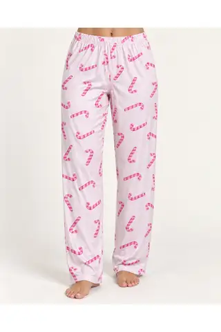 Kadın Premium Desenli Rahat Kesim Pudra Pijama Altı 4773 - 2