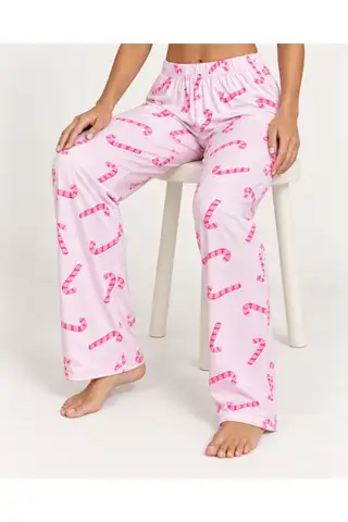 Kadın Premium Desenli Rahat Kesim Pudra Pijama Altı 4773 - 4