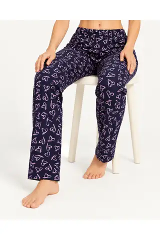 Kadın Premium Desenli Rahat Kesim Mor Pijama Altı 4772 - 2