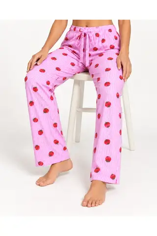 Kadın Premium Desenli Rahat Kesim Pembe Pijama Altı 4774 - 3