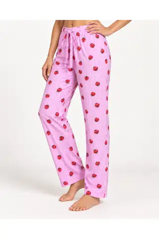 Kadın Premium Desenli Rahat Kesim Pembe Pijama Altı 4774 - 4