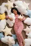 Kadın Düğmeli Gömlek Yaka Ev Giyimi Kırmızı Pijama Takımı - Görsel 3